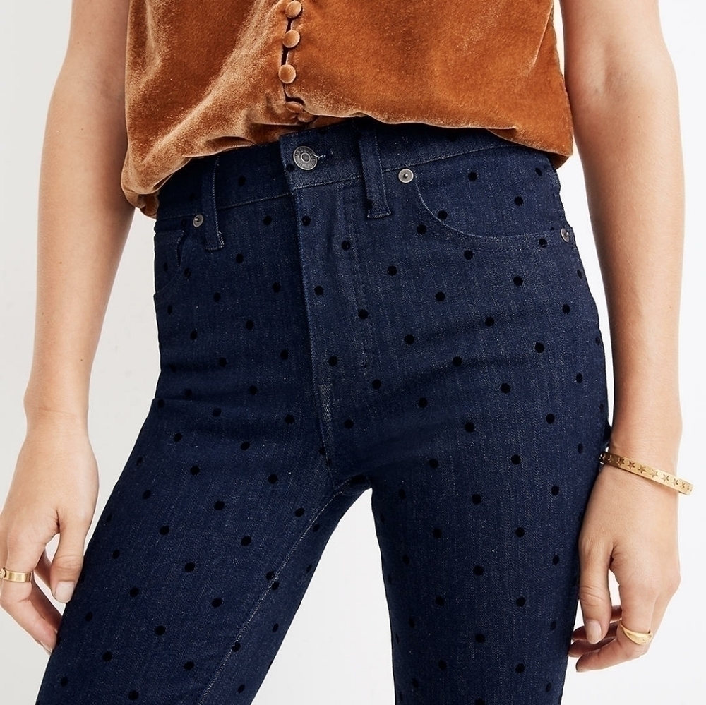 Madewell 9" Mid-Rise Skinny Jeans: Flocked Dots Edition